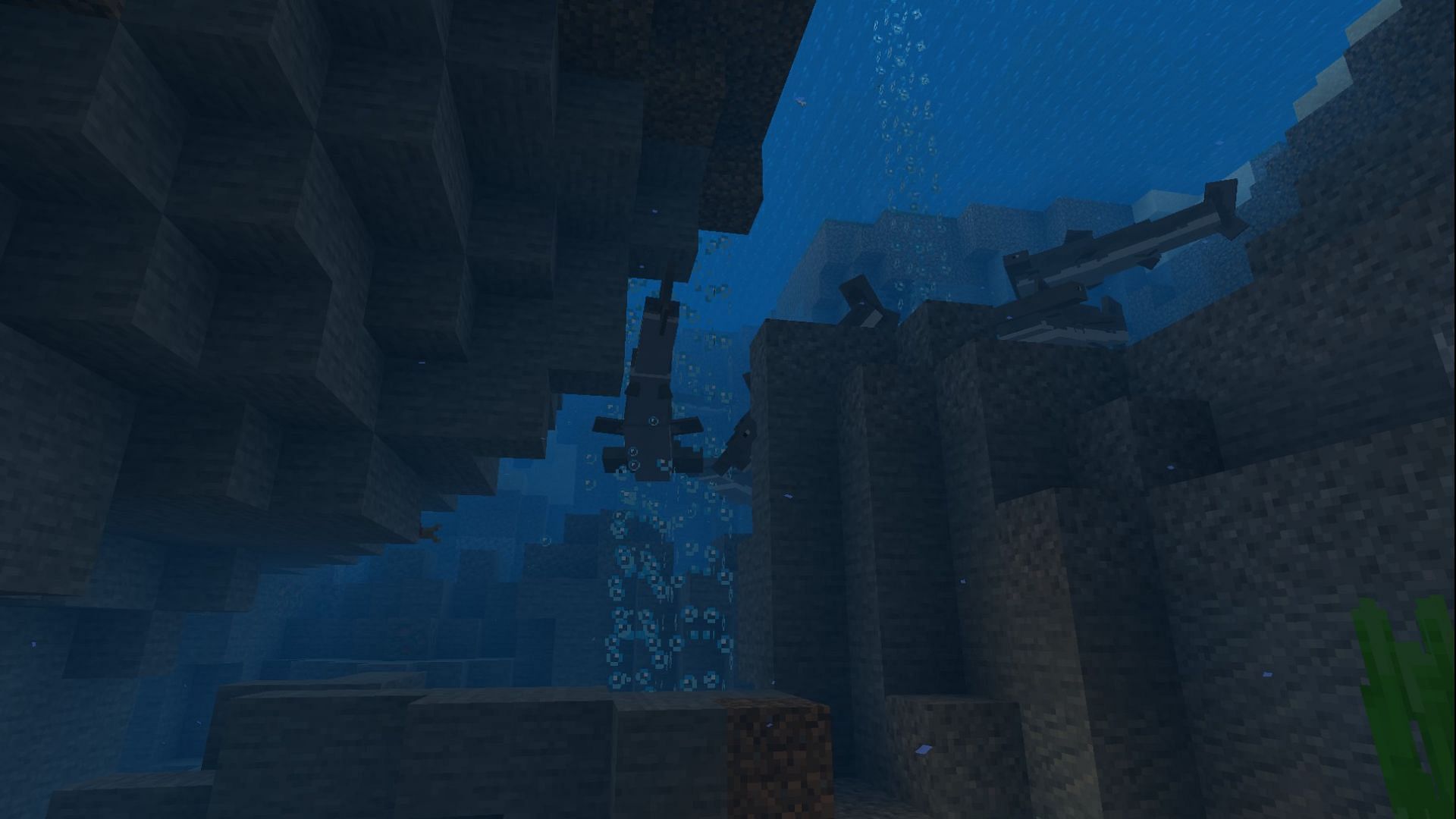 A bunch of sharks swimming could be both inspiring and terrifying (Image via Mojang Studios || MNO)