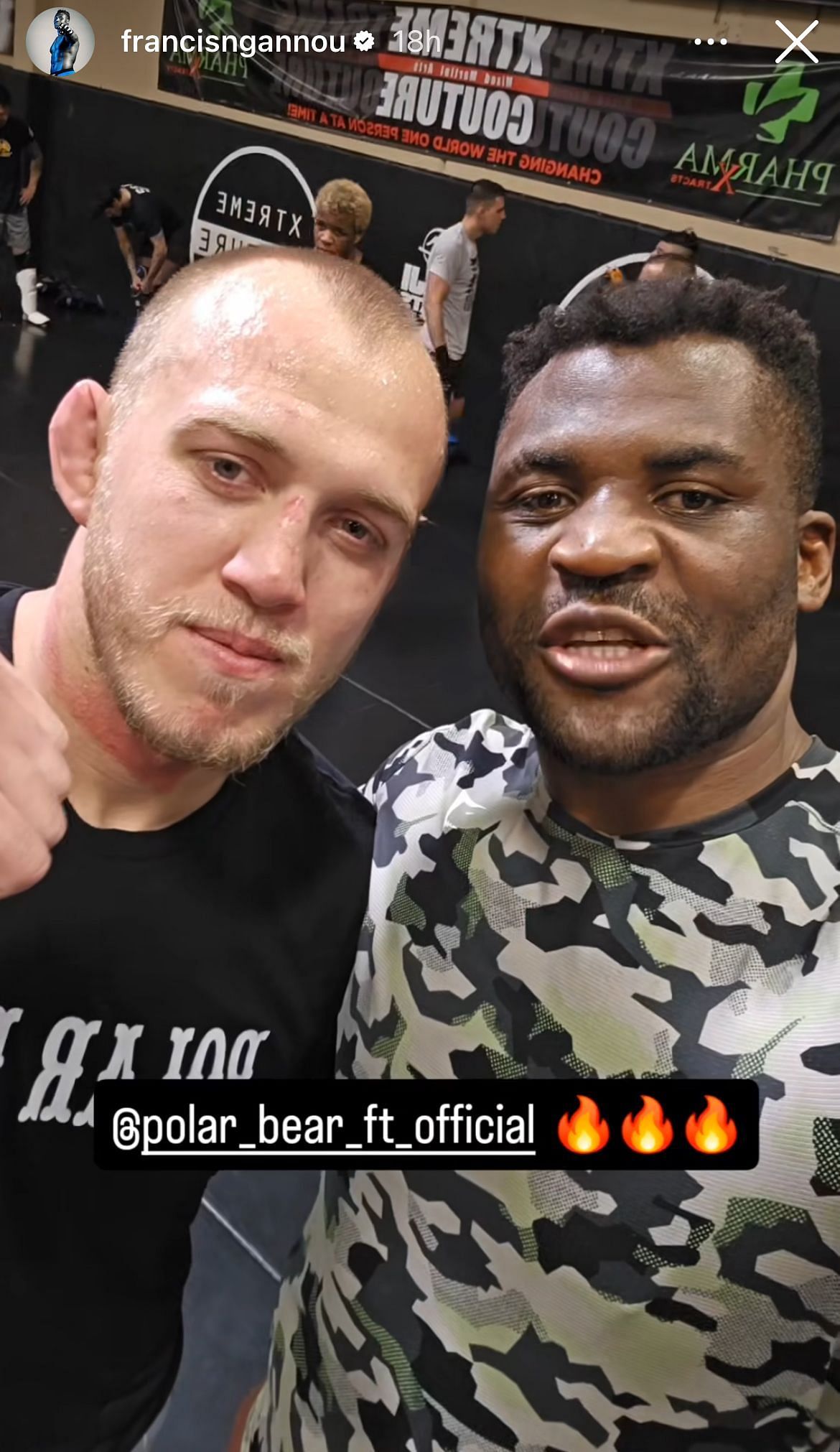 A screenshot of Francis Ngannou&#039;s Instagram story