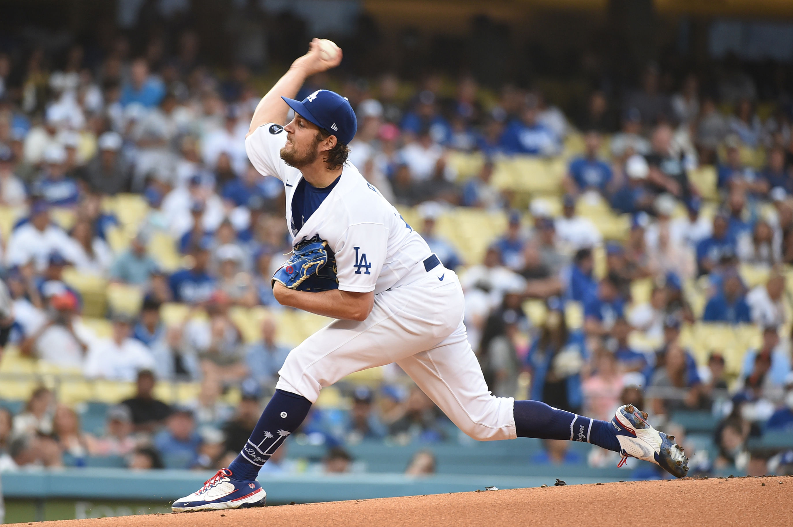 Trevor Bauer made just 17 appearances for the Dodgers before his suspension from the MLB (Photo Credit: IMAGN)