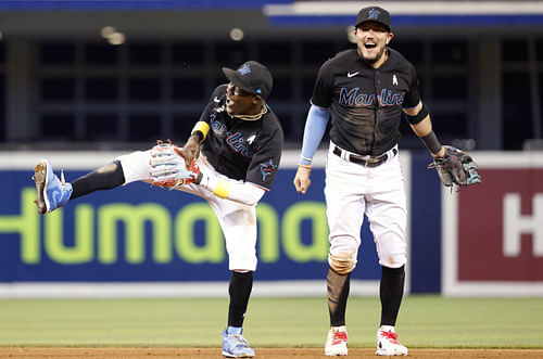 Miguel Rojas and Jazz Chisholm Jr. Wre teammates at Miami Marlins for three seasons (Photo Credit: IMAGN)