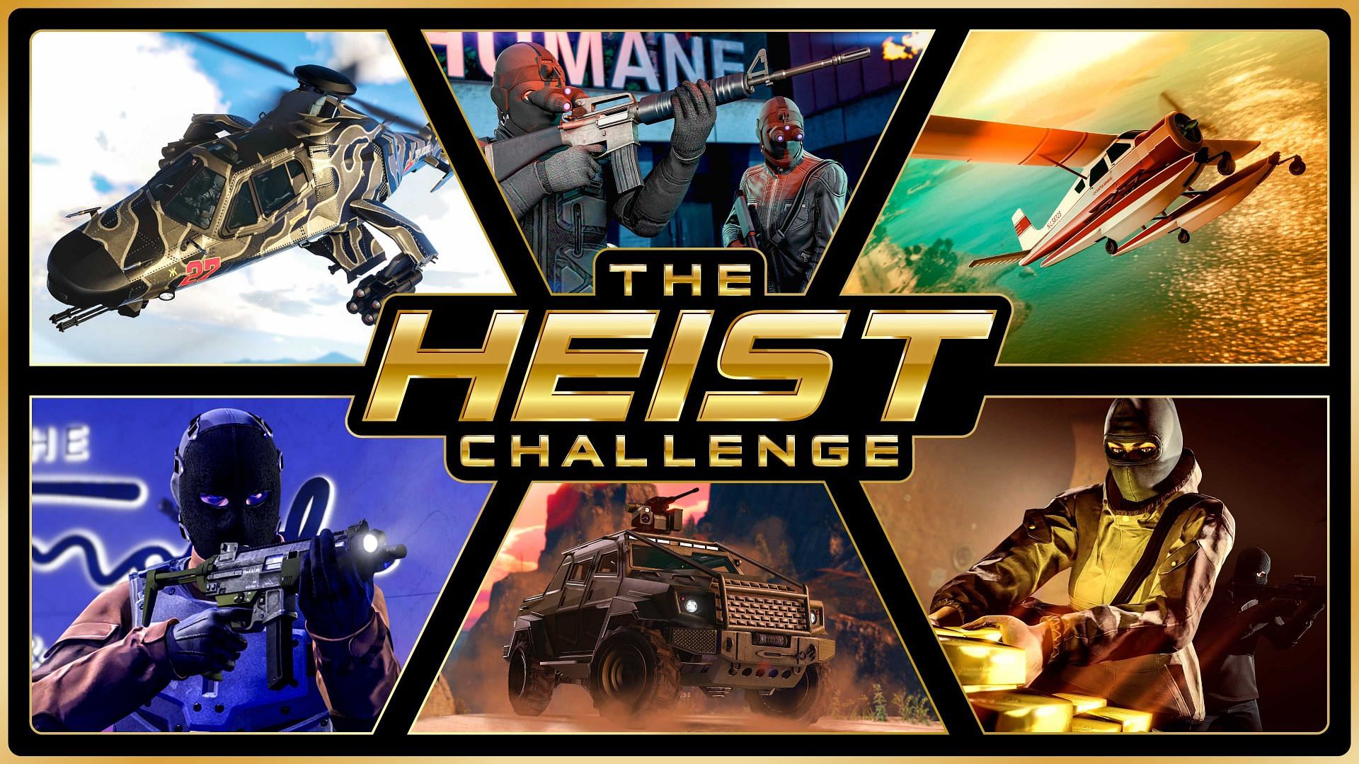 Official cover art for The Heist Challenge (Image via Rockstar Games)