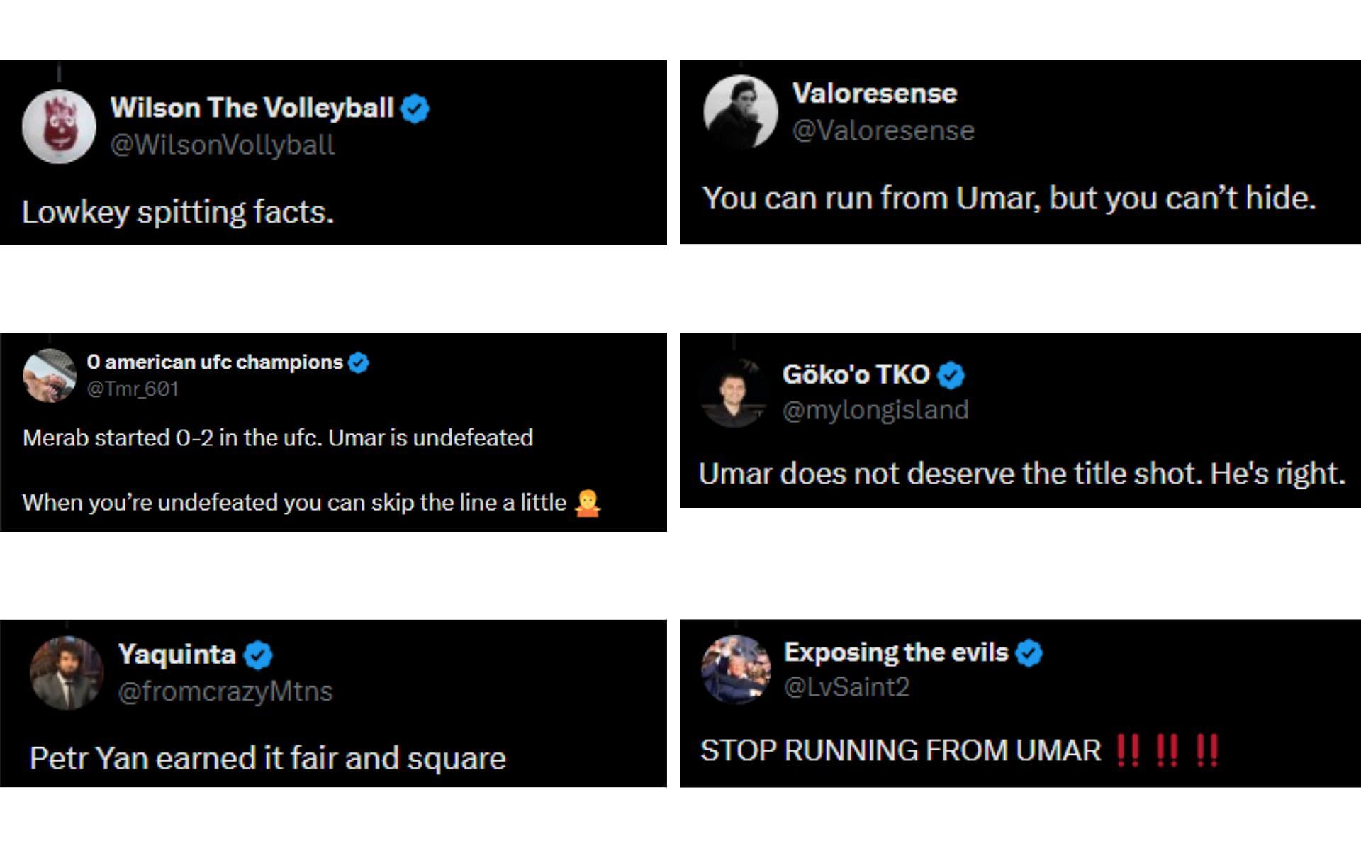 Fan reaction comments regarding Dvalishvili&#039;s skit [Image courtesy: @MerabDvalishvili on X] UFC Fight Night: Sandhagen v Nurmagomedov - Source: Getty