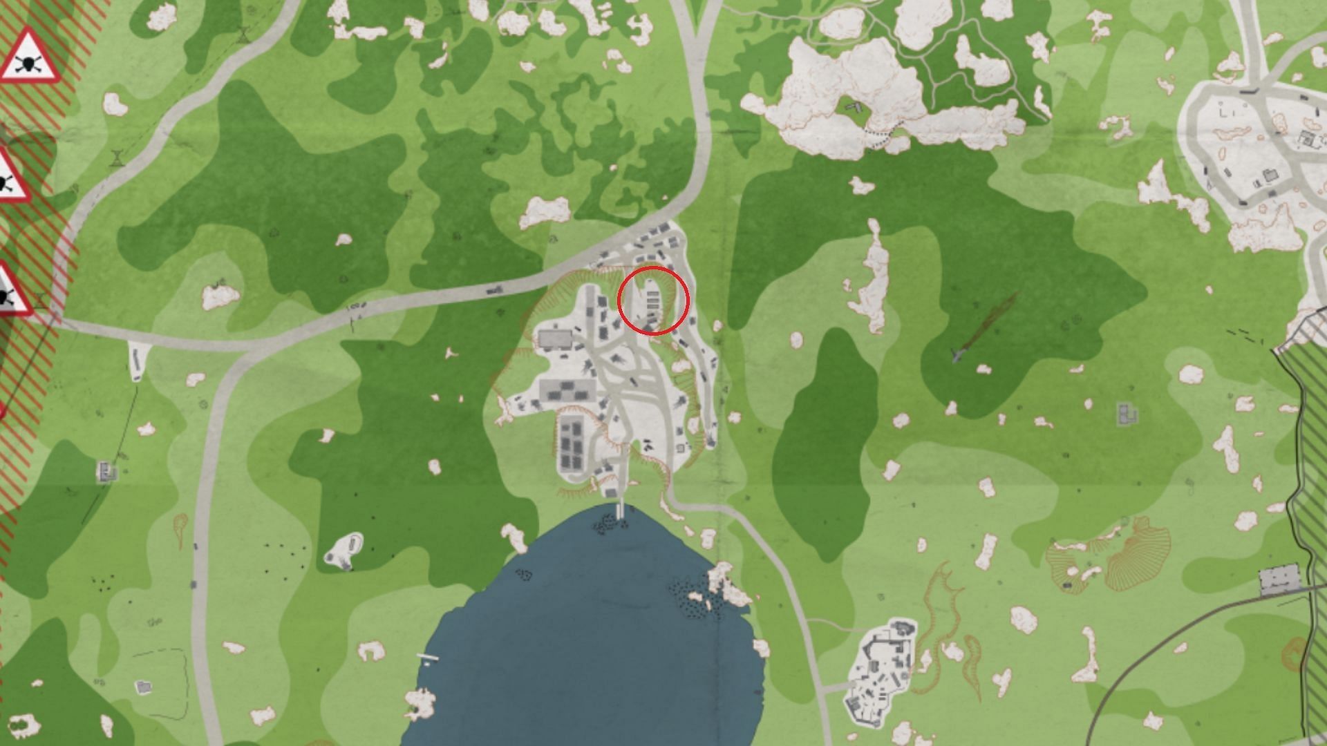 Location of the cabin on Woods (Image via Battlestate Games || Map Genie)