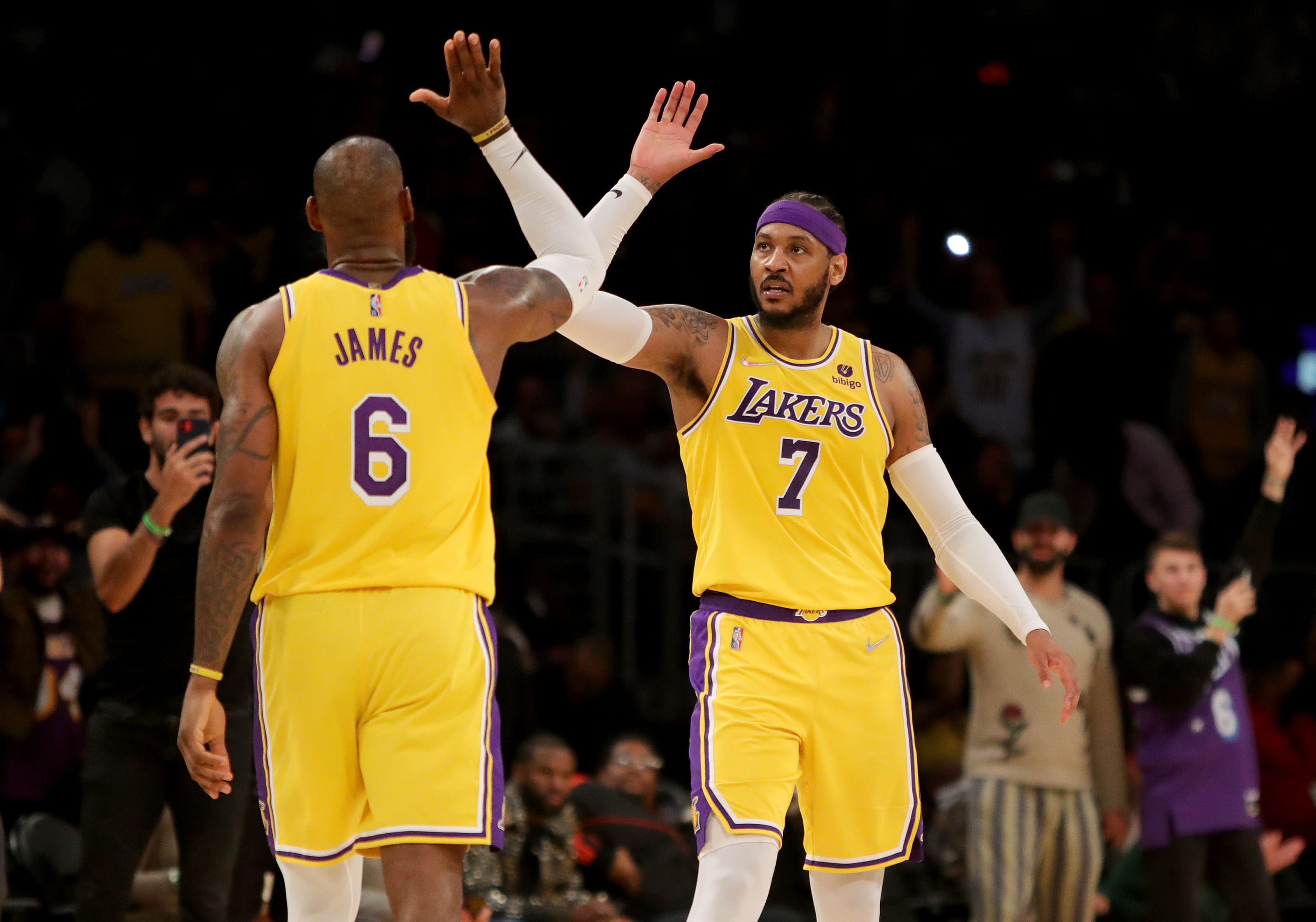 LeBron James and Carmelo Anthony with the LA Lakers. (Photo: IMAGN)