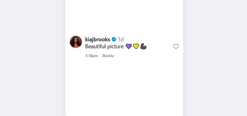 Screenshot of Kia Brooks&#039; comment on LSU assistant coach Seimone Augustus&#039; IG post via @moneymone33