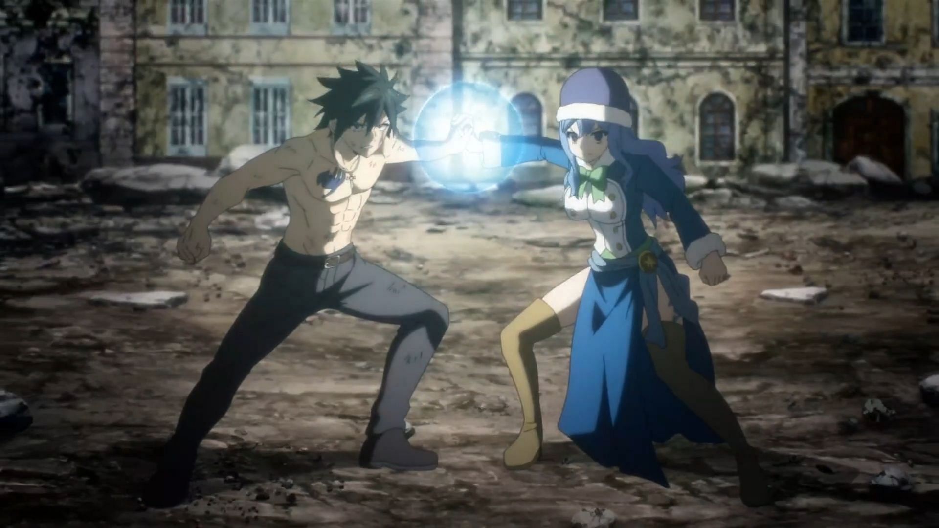 Gray and Juvia take down Metro using a Unison Raid (Image via J.C.Staff)