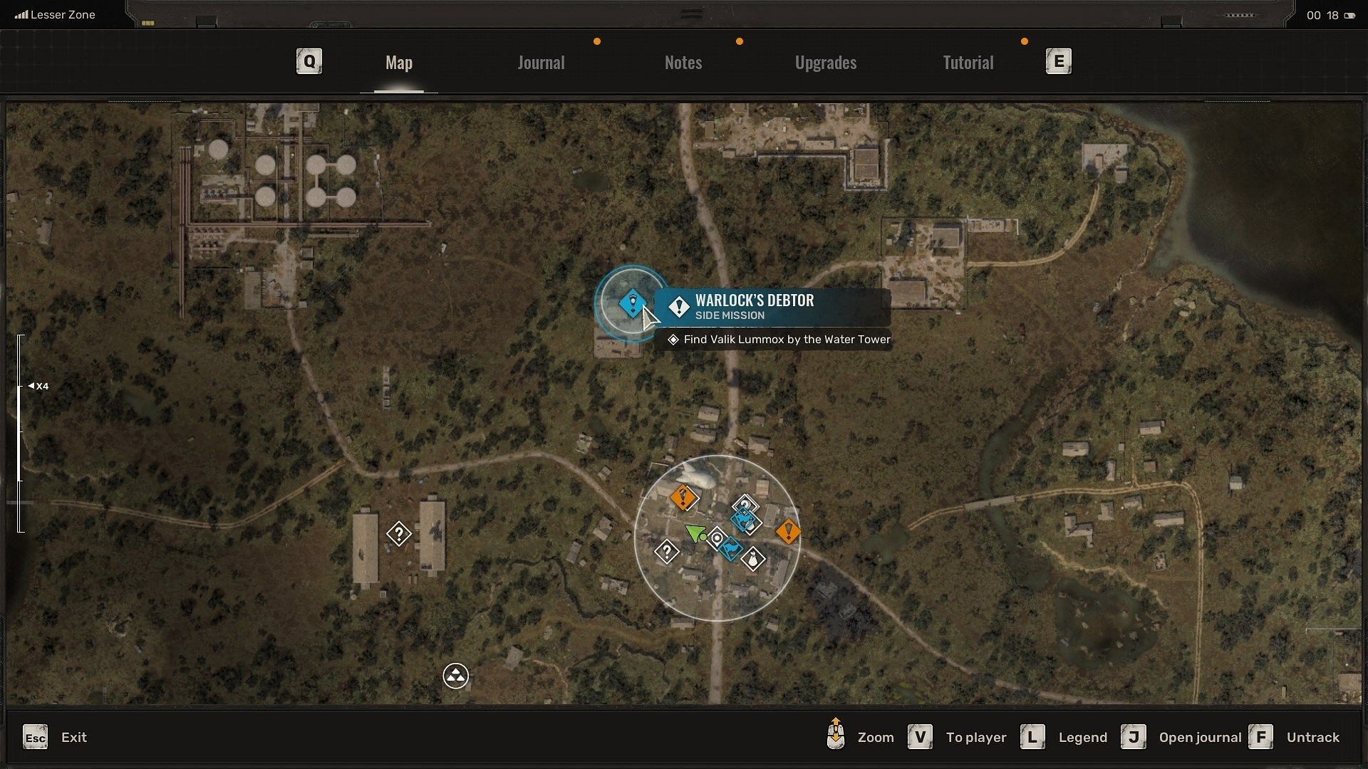 Warlock&#039;s Debtor mission location on the map (Image via GSC Game World)