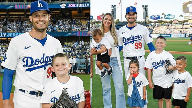 In photos: Joe Kelly's wife Ashley captures Dodgers star's precious father-son bonding night at Rams vs. Eagles game