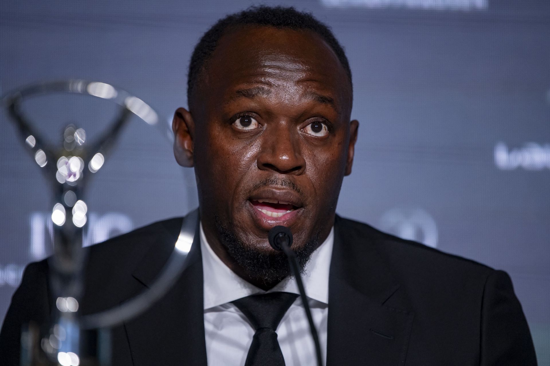 Usain Bolt speaking at the 2024 Laureus World Sport Awards Madrid - (Source: Getty)