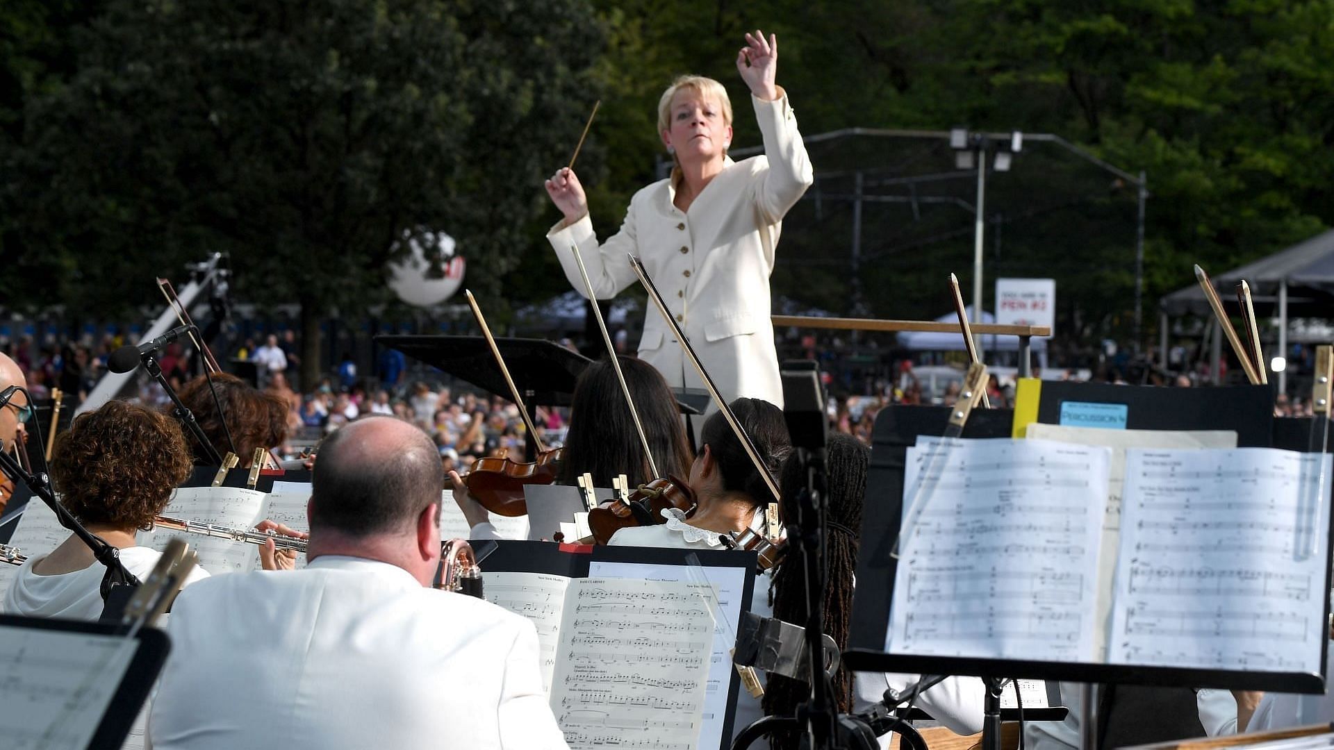 67th Annual Grammy Award nominee Marin Alsop and New York Philharmonic perform onstage during We Love NYC: The Homecoming Concert Produced by NYC, Clive Davis, and Live Nation on August 21, 2021 in New York City. (Photo by Kevin Mazur/Getty Images for Live Nation)