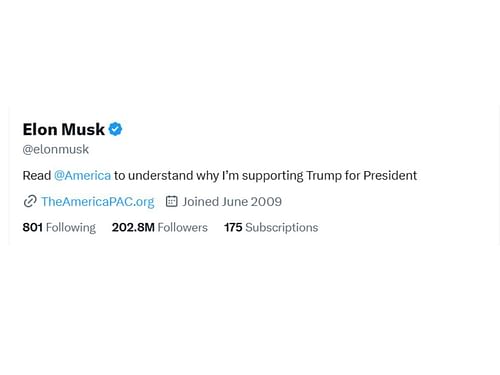 Musk's X bio (Image via X/ @elonmusk)