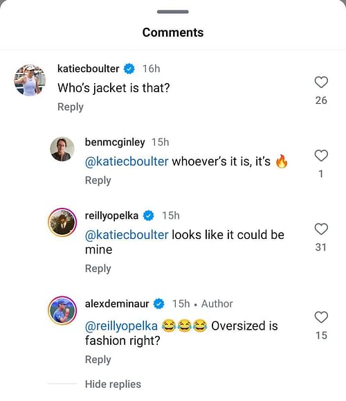 Katie Boulter, Alex de Minaur and Reilly Opelka's hilarious exchange over the Aussie's jacket (Source: Instagram/Alex de Minaur)