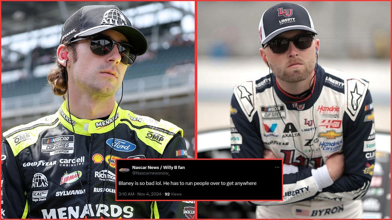 In Picture: Ryan Blaney and William Byron (from Left). Credit: Imagn Images. Fan reaction by x.com/Nascarnewsnow_