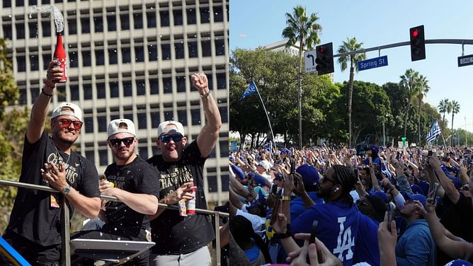 WATCH: Dodgers celebrate World Series title with thousands of fans during championship parade