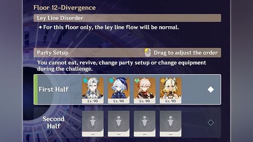 Best team composition for the first half of Floor 12 (Image via HoYoverse)