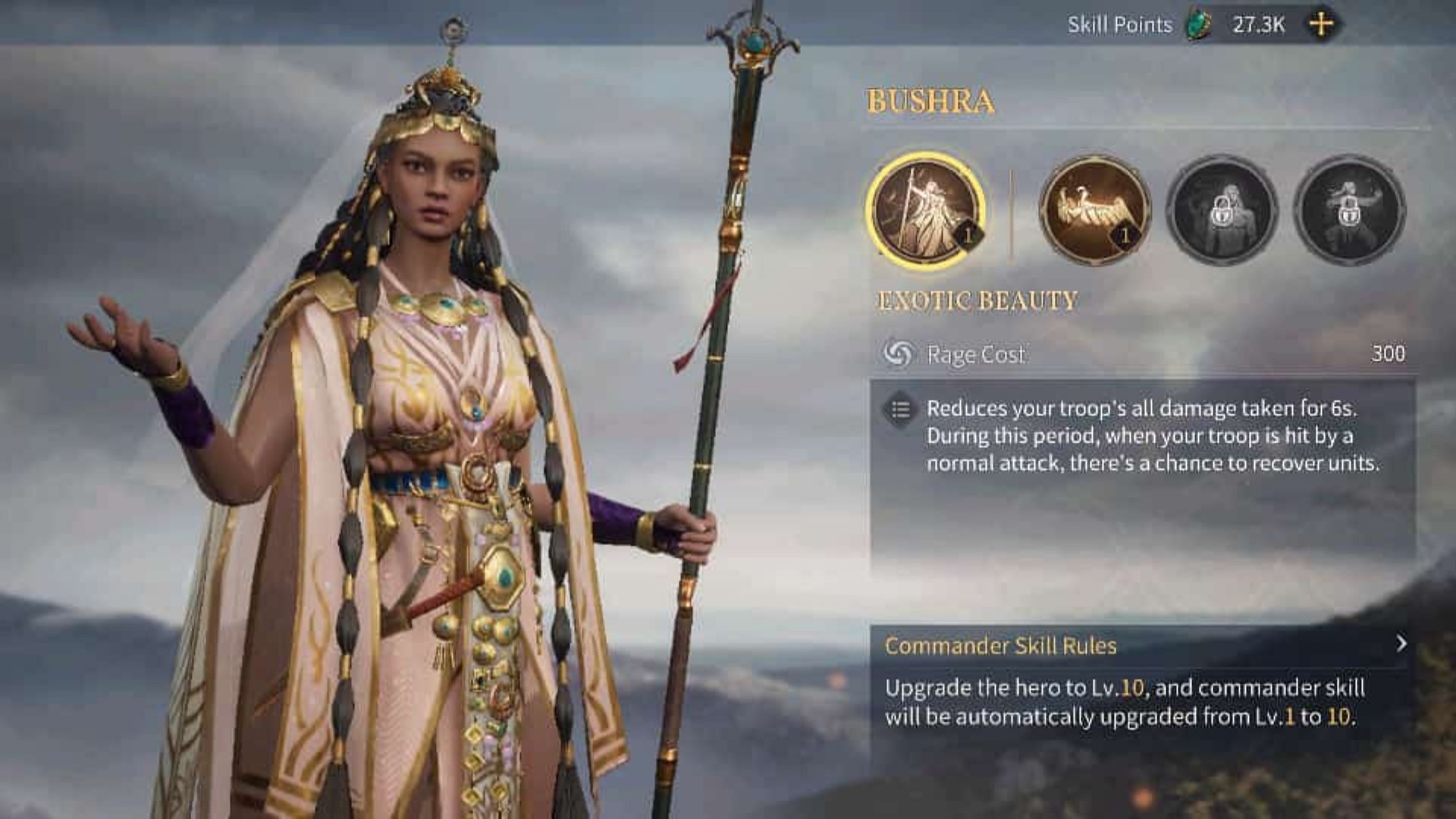 Bushra&#039;s skills in Age of Empires Mobile (Image via Level Infinite)