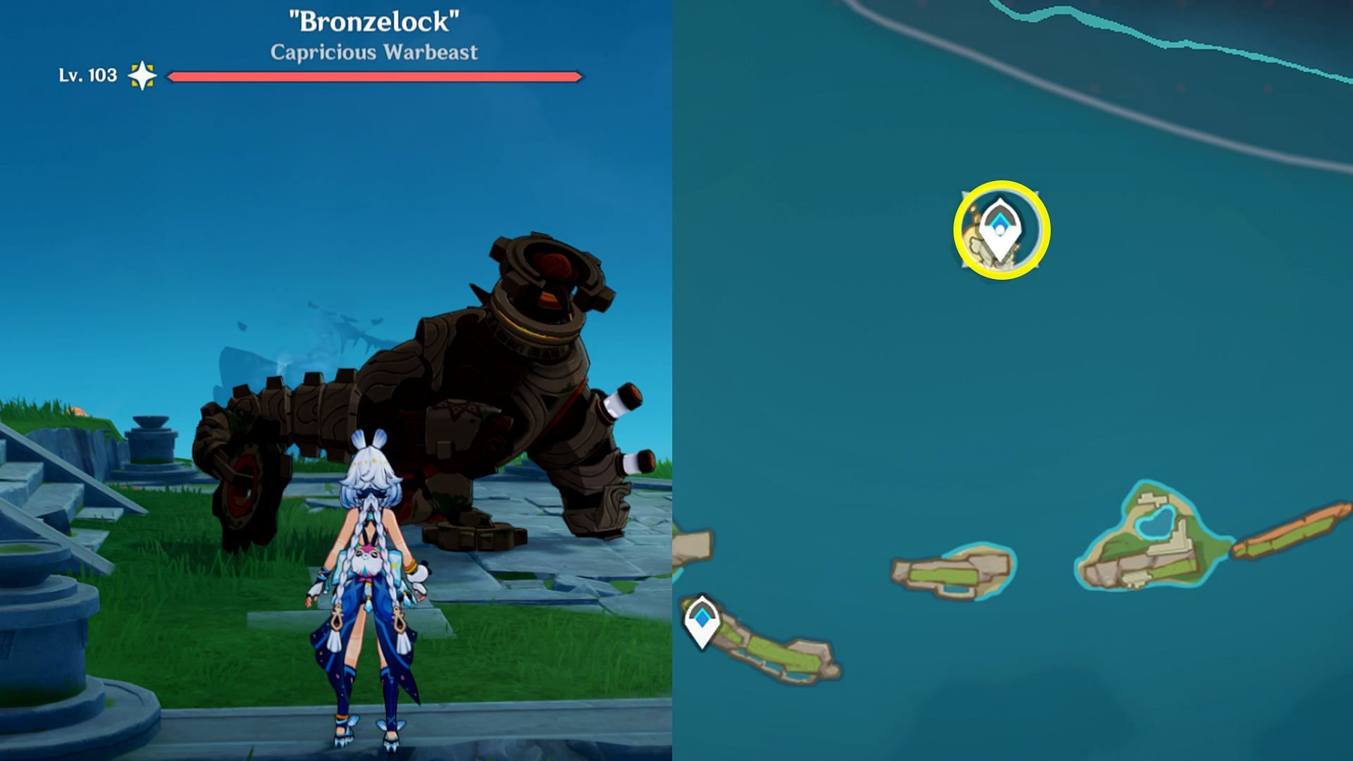 Location of Local Legend Bronzelock (Image via HoYoverse)