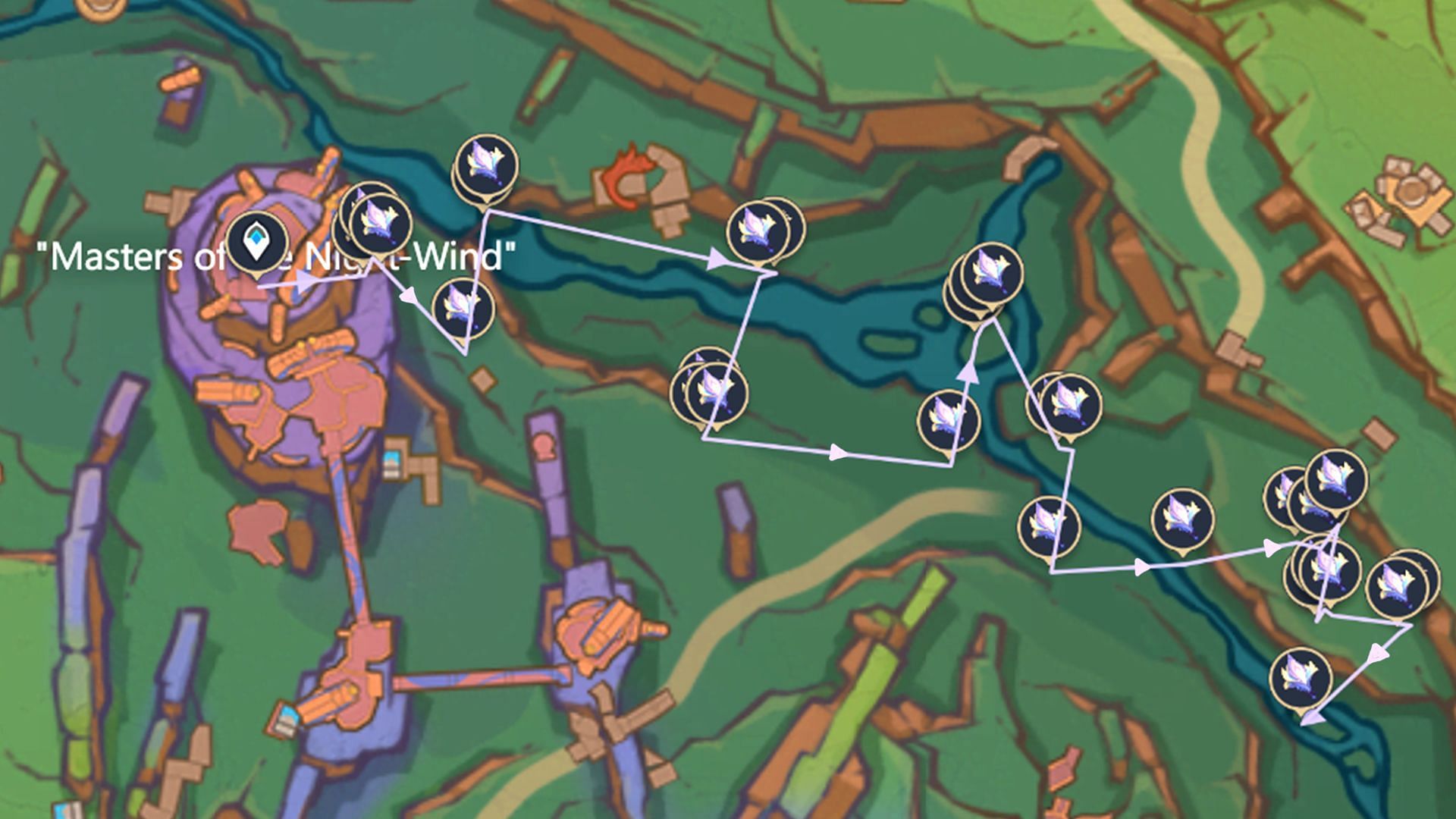 Route #3 for farming Glowing Hornshroom (Image via HoYoverse, HoYoLAB)