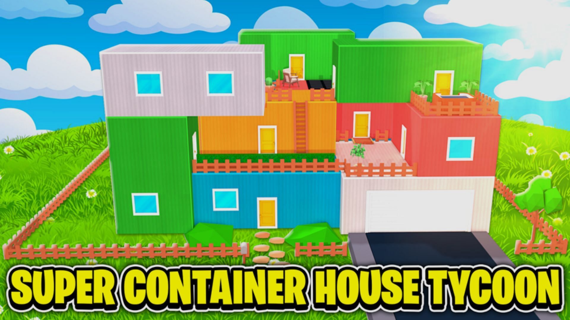 Build a giant house in Super Container House Tycoon (Image via Roblox)