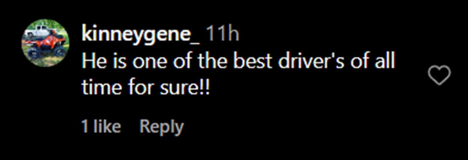 A fan replied, calling Truex Jr. one of the best drivers (Source: @nascar on Instagram)