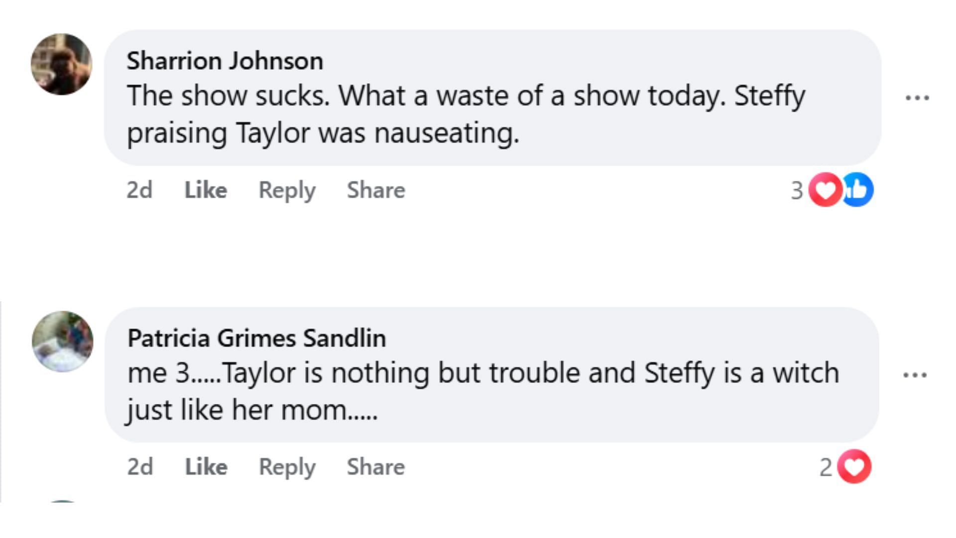 Viewers are unhappy with the mother-daughter characterization (Image via Facebook/The Bold and the Beautiful/DiamondWatson)