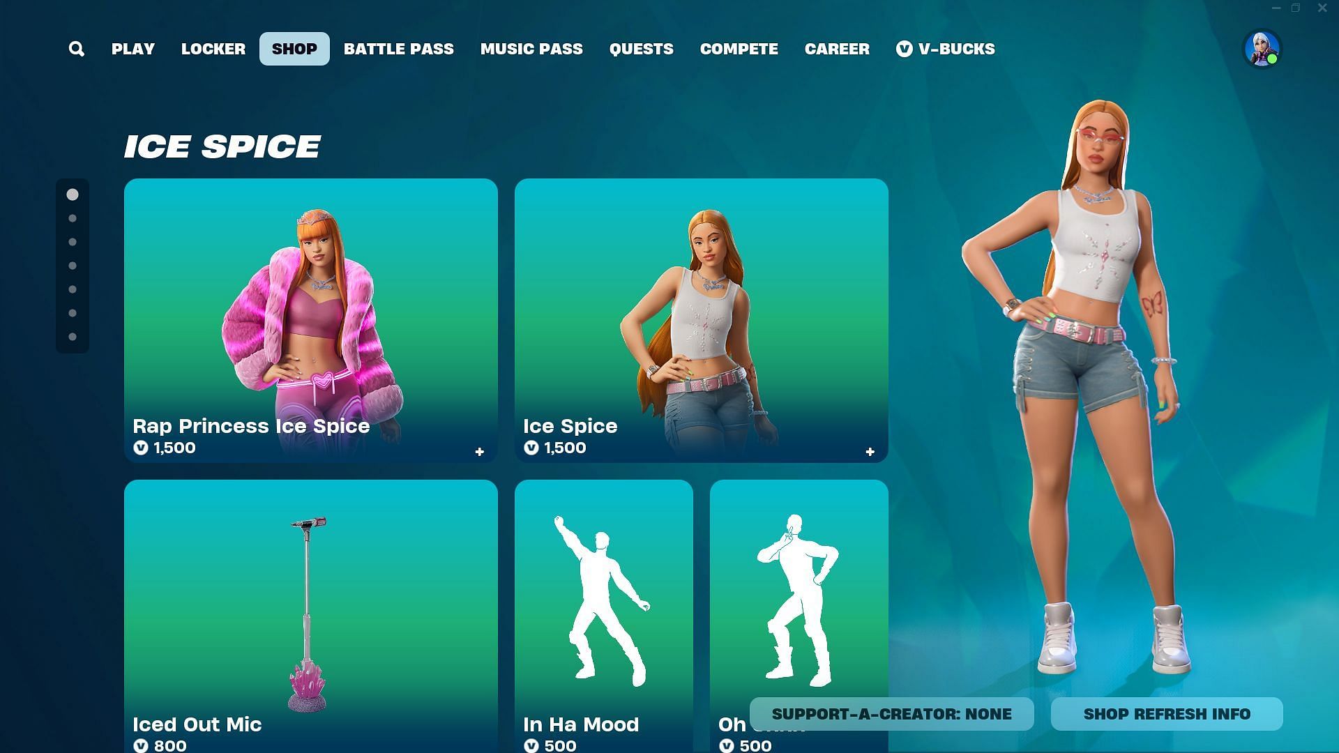 You can purchase the Ice Spice skin in Fortnite separately (Image via Epic Games)