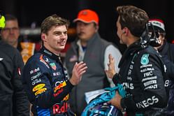 Watch: Max Verstappen goes up to George Russell to congratulate him on securing pole position for the F1 Las Vegas GP