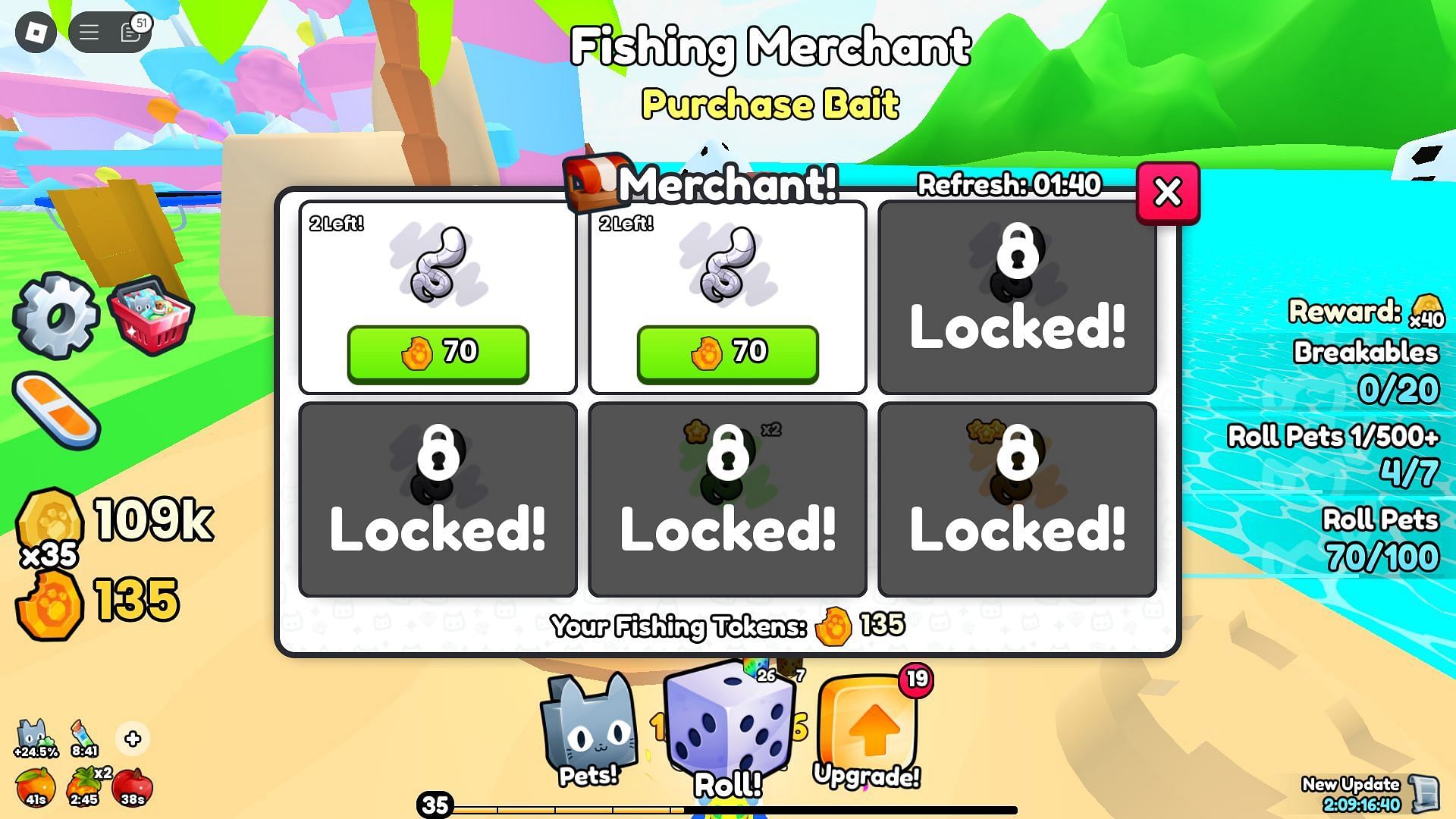 Purchasing Bait from the Fishing Merchant (Image via Roblox)