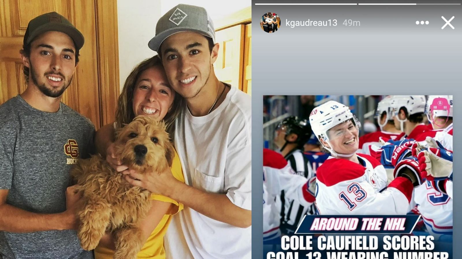 Johnny Gaudreau&rsquo;s sister Katie reacts to Cole Caufield&rsquo;s goal wearing Johnny&rsquo;s No. 13 in Columbus