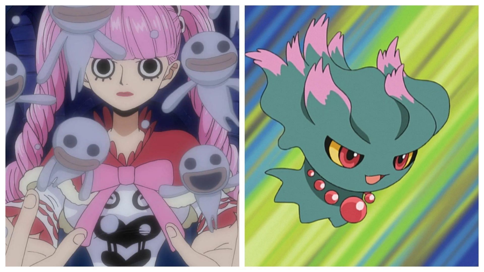 Perona in One Piece and Misdreavus in Pok&eacute;mon (Image via Toei Animation/The Pok&eacute;mon Company)