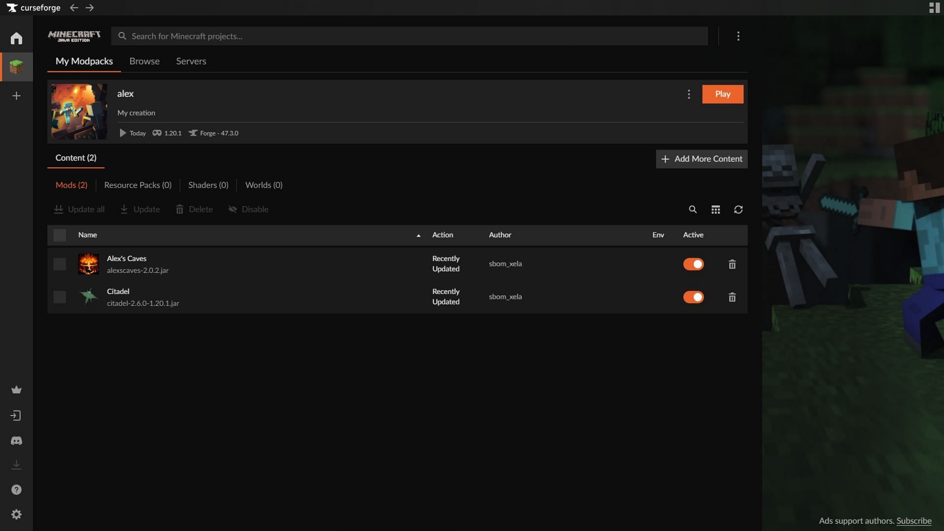 You can download the Minecraft Alex&#039;s Caves mod using Curseforge (Image via Curseforge)