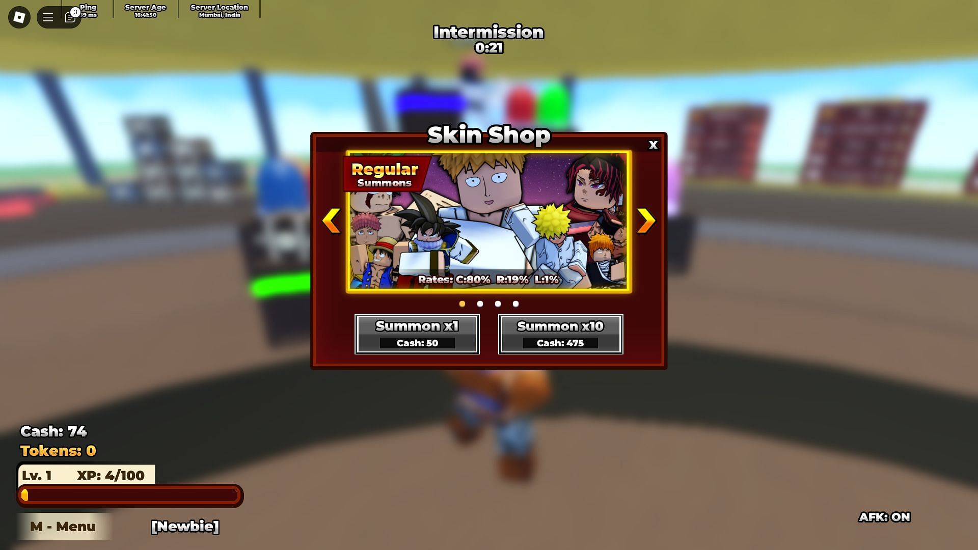 Skin Shop menu (Image via Roblox)