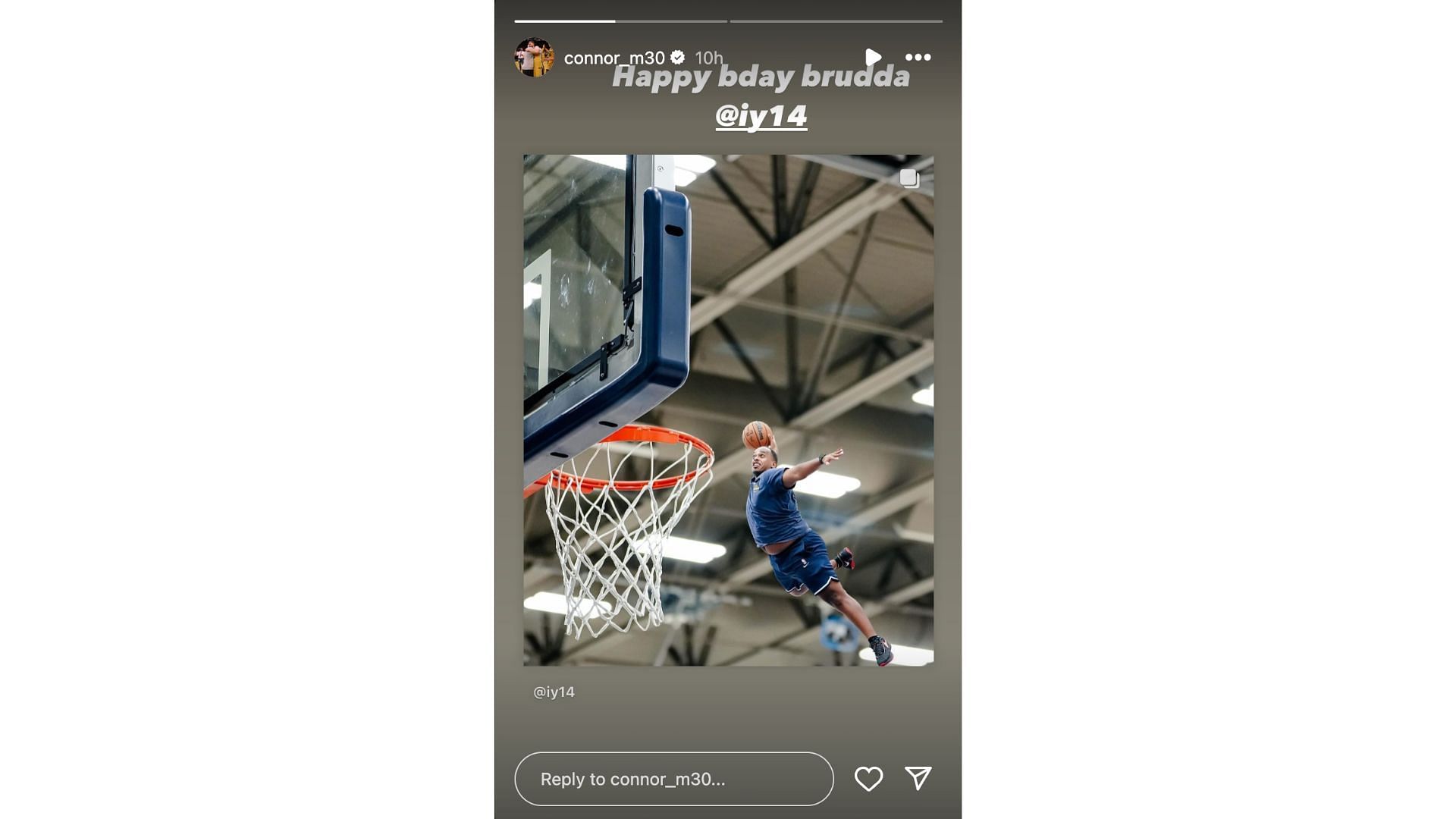 Connor McCaffery wishes Indiana Pacers coach Isaac Yacob on his birthday. Photo Credit: Connor McCaffery&#039;s IG account