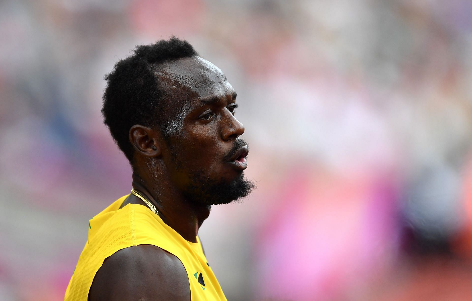 Bolt during the Men&#039;s 4x100m relay heats on the seventh day of the 2017 World Athletics Championships (Image via: Getty)