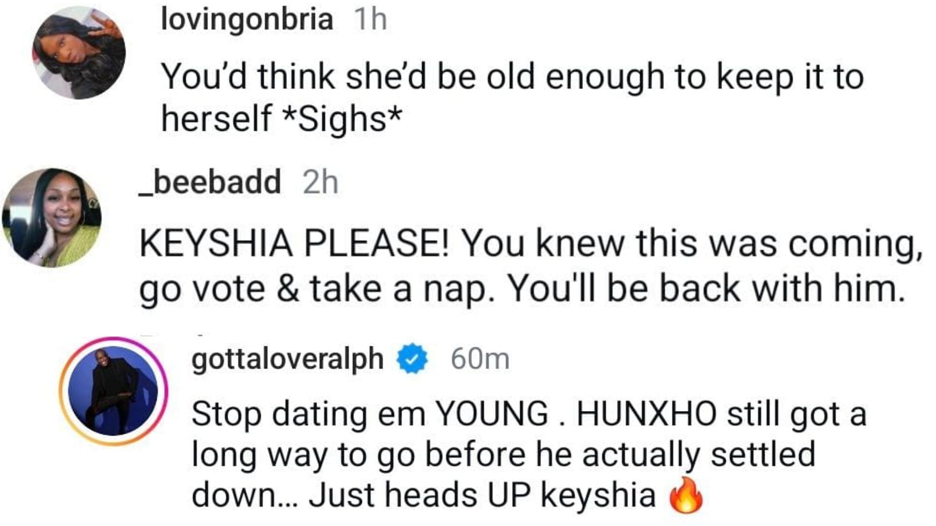 Netizens reacted to Cole&rsquo;s Instagram story (Image via Instagram/@lovingonbria, @_beebadd, @gottaloveralph)