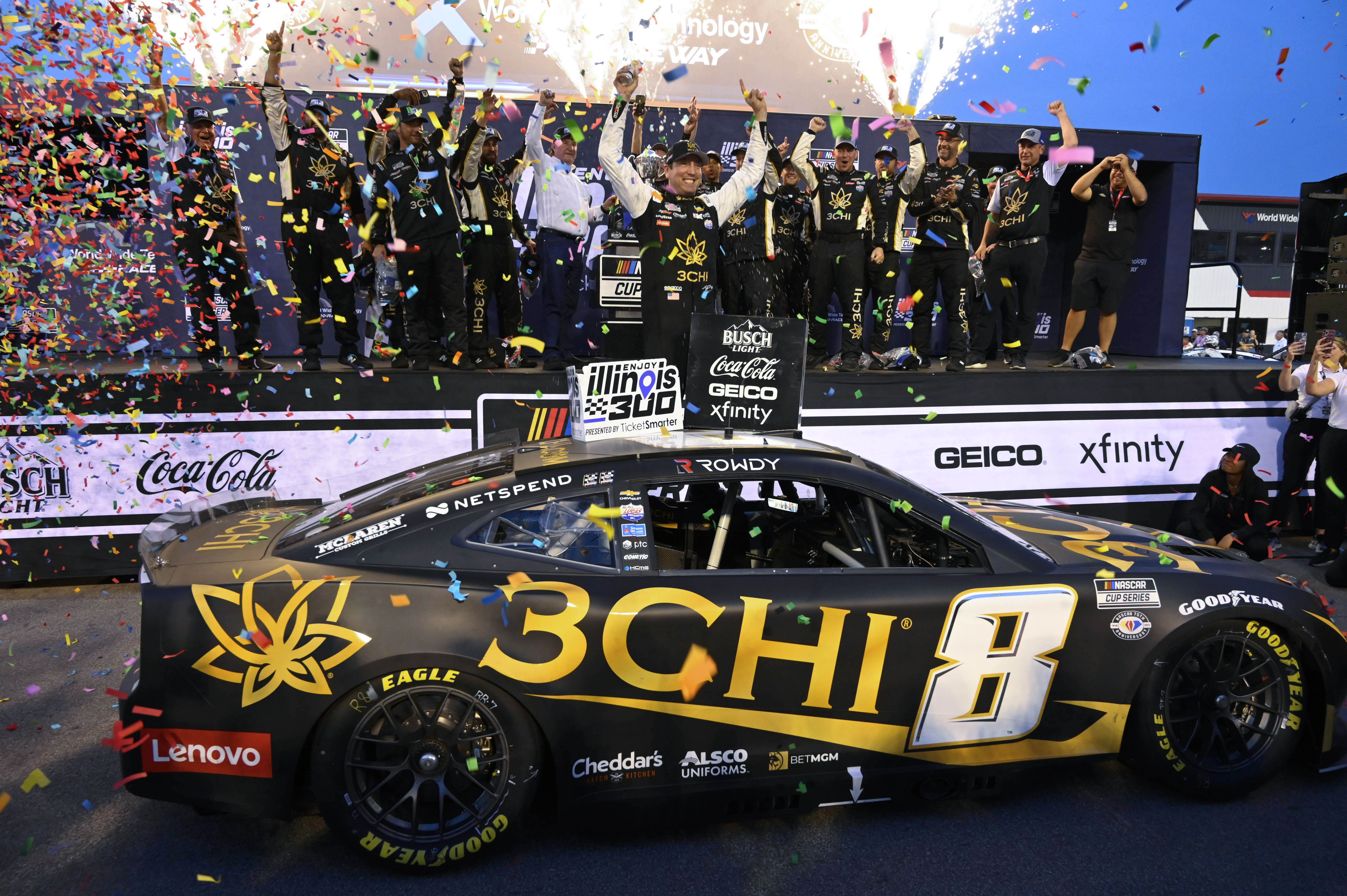 Kyle Busch&#039;s last win at Enjoy Illinois 300 with 3CHI - Source: Imagn