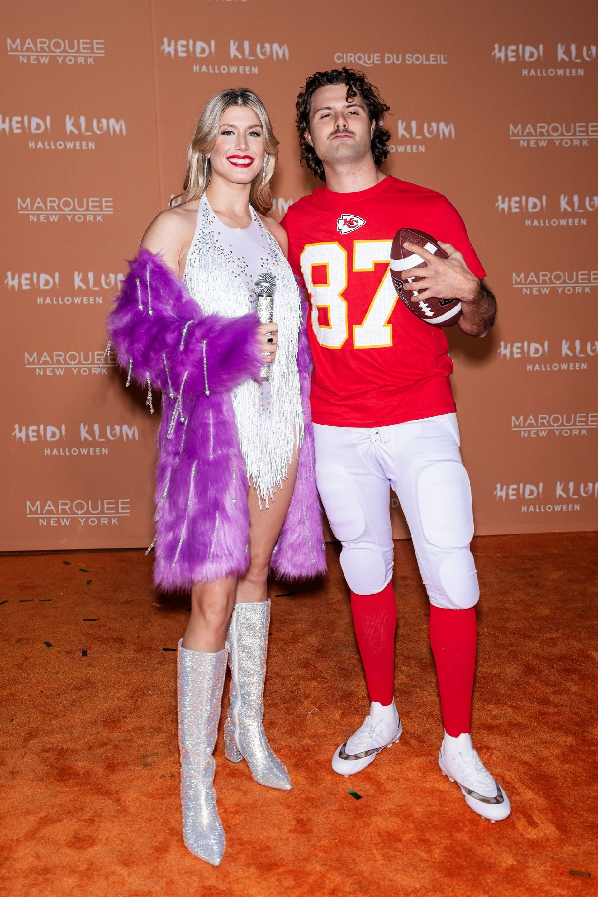 Eugenie Bouchard and Jack Brinkley-Cook at the 2023 Heidi Klum Halloween Party (Image source: Getty)