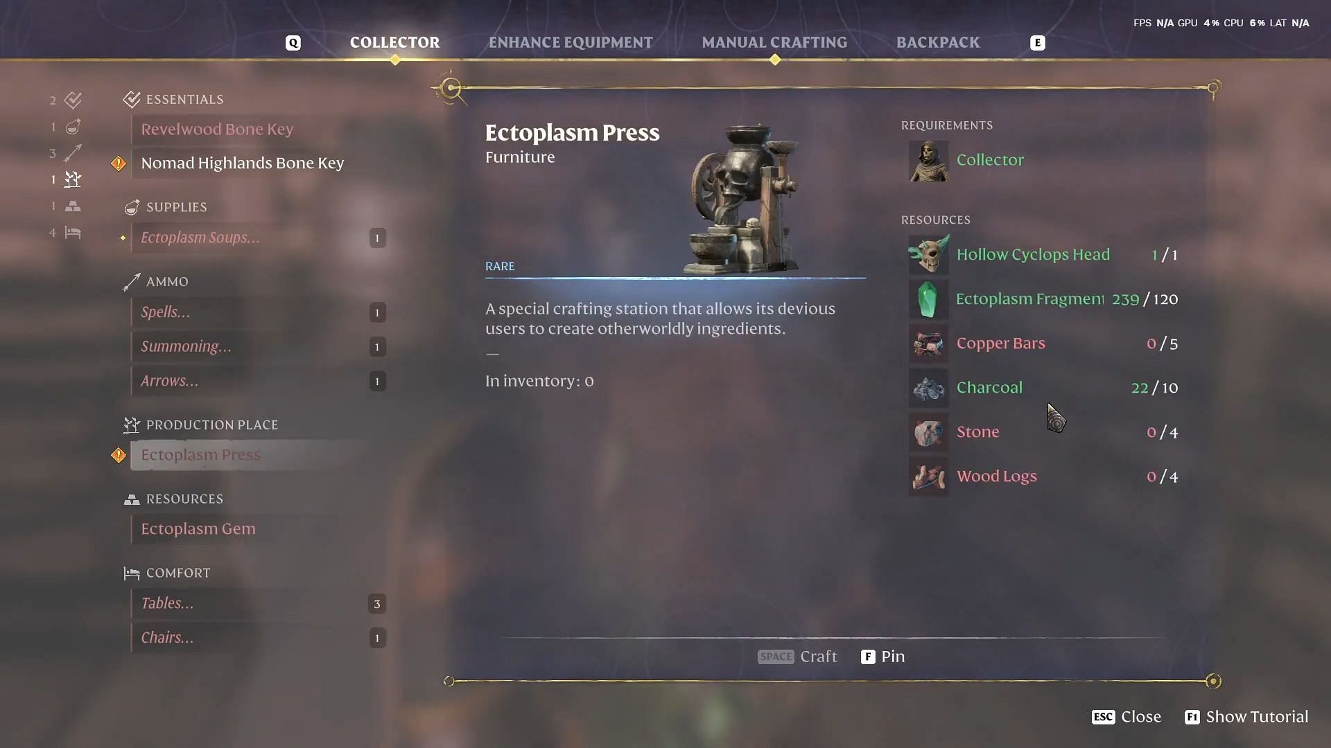 You can use Ectoplasm Fragments to craft items like the Ectoplasm Press (Image via Keen Games || YouTube/@trigunblades)