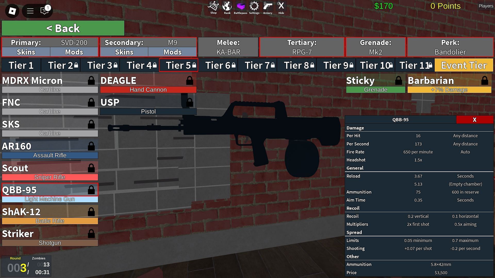 Tier 5 weapons (Image via Roblox)