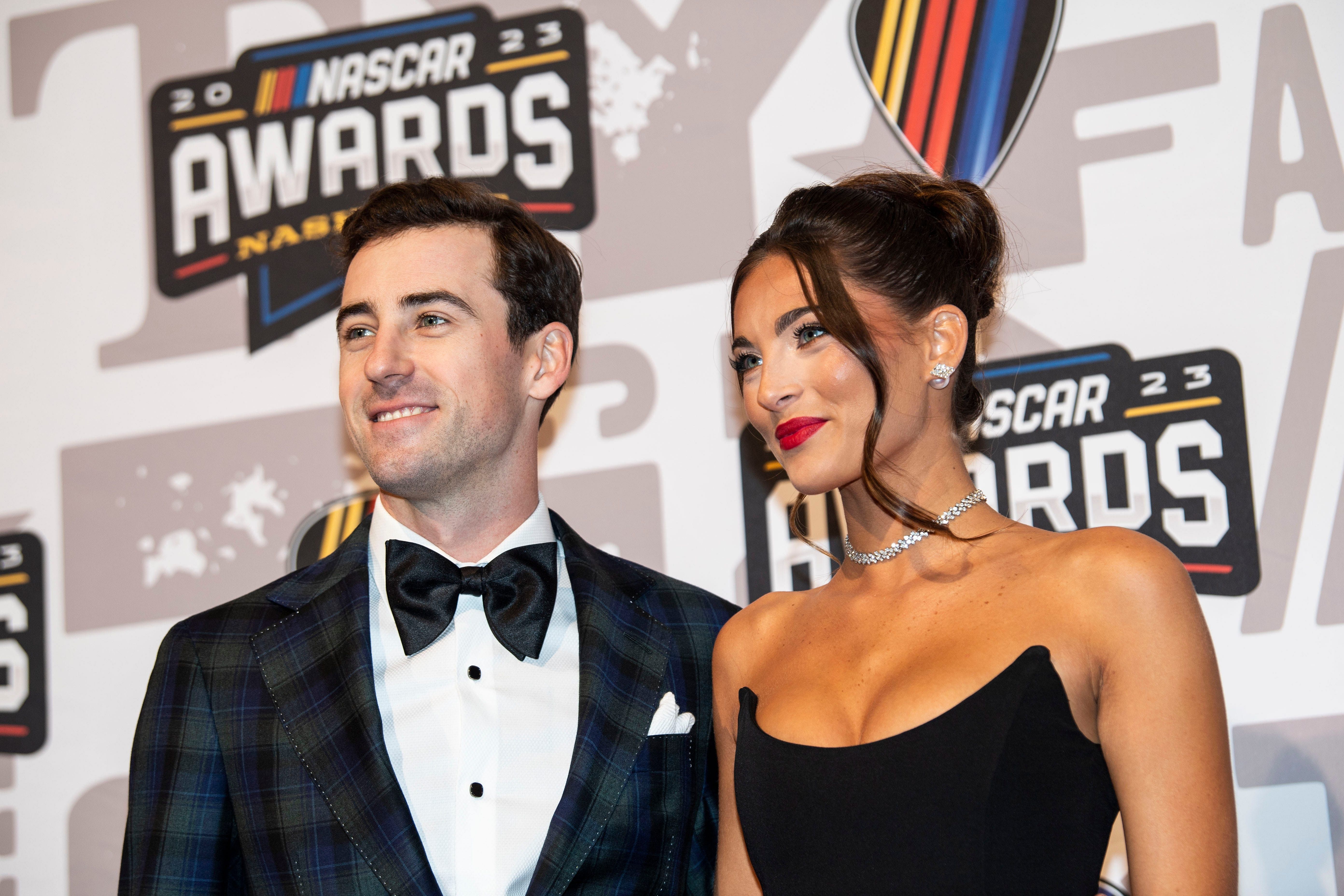 Ryan Blaney and Gianna Tulio poses on the red carpet for the 2023 NASCAR Awards Banquet at the Music City Center in Nashville, Tenn. Source: Imagn