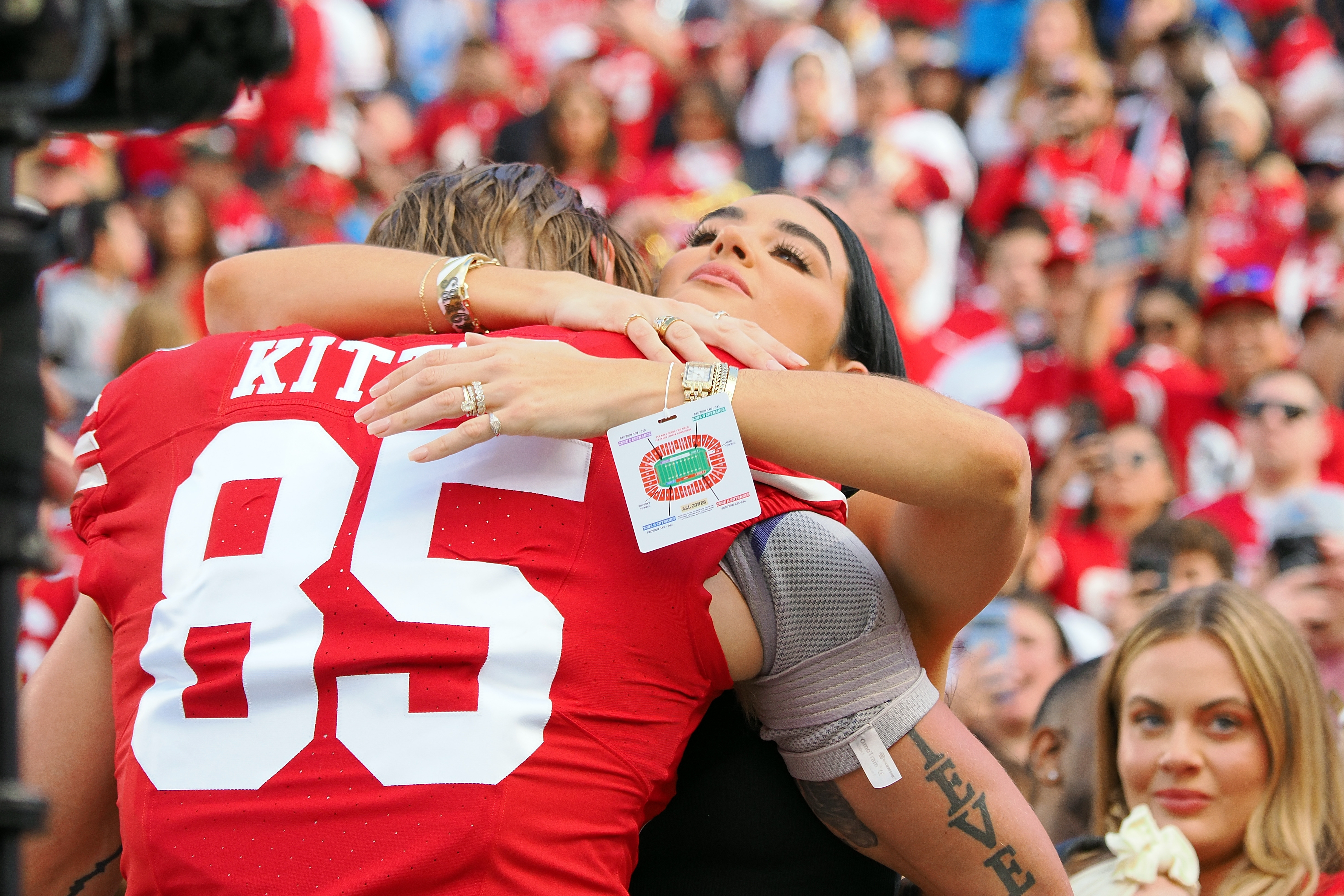 IN PHOTOS: 49ers star George Kittle gets cozy with wife Claire while enjoying hot jacuzzi bath