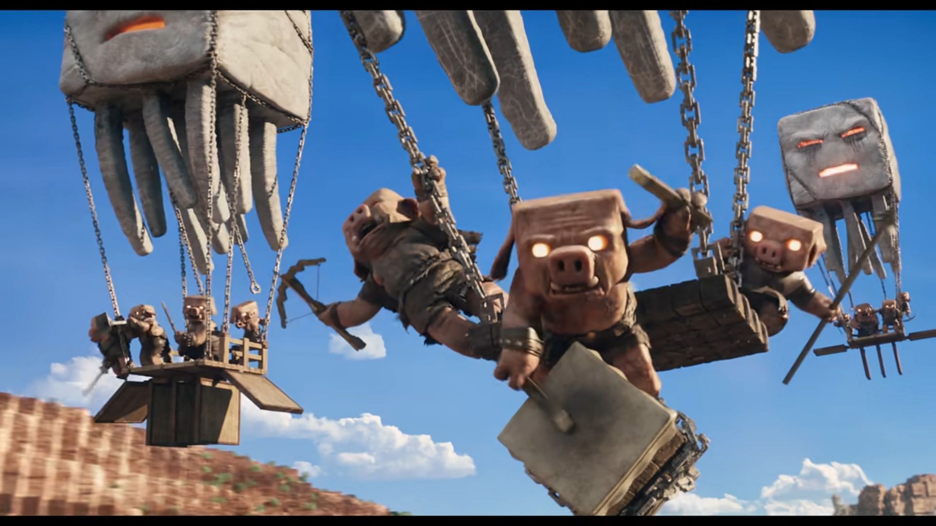 The ghasts in the A Minecraft movie trailer seem familiar indeed (Image via YouTube/Warner Bros. Pictures)