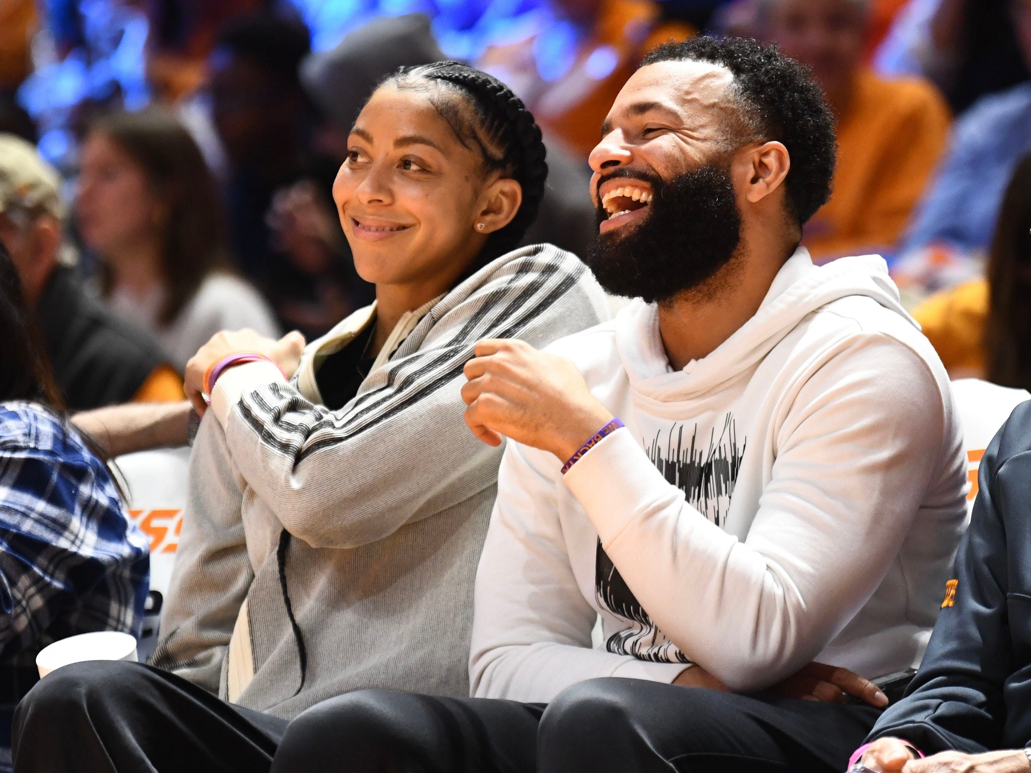 Former Tennessee basketball starts Candace Parker and Christ Lofton at the NCAA college basketball game between Tennessee and South Carolina. Photo Credit: Imagn