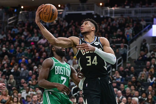 Jaylen Brown and Giannis Antetokounmpo (Image Source: IMAGN)