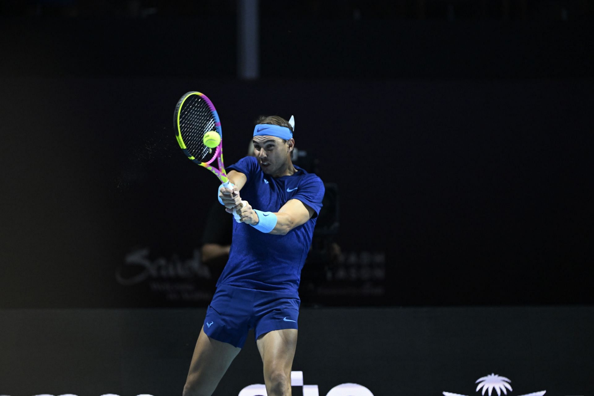 Rafael Nadal in action at the 2024 Six Kings Slam exhibition event (Source: Getty)