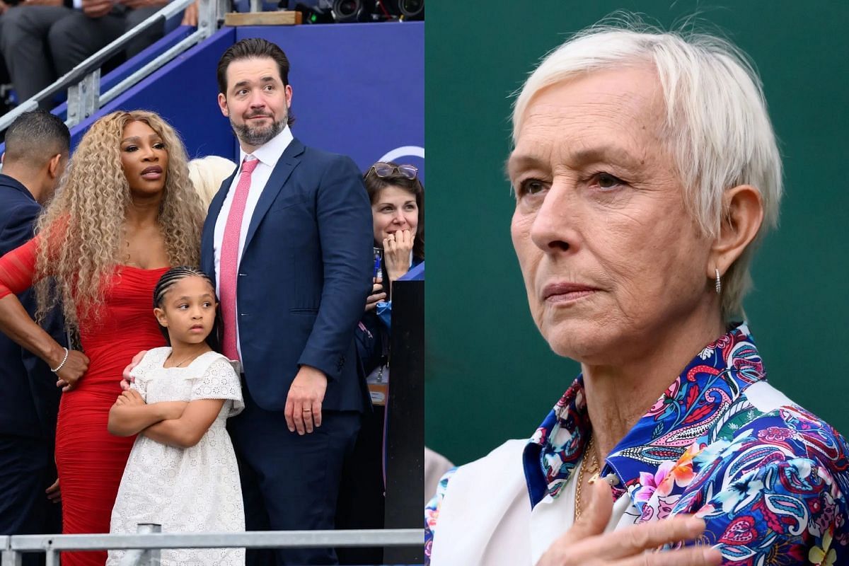 Serena Williams, Alexis Ohanian, their daughter Olympia, and Martina Navratilova - Source; Getty