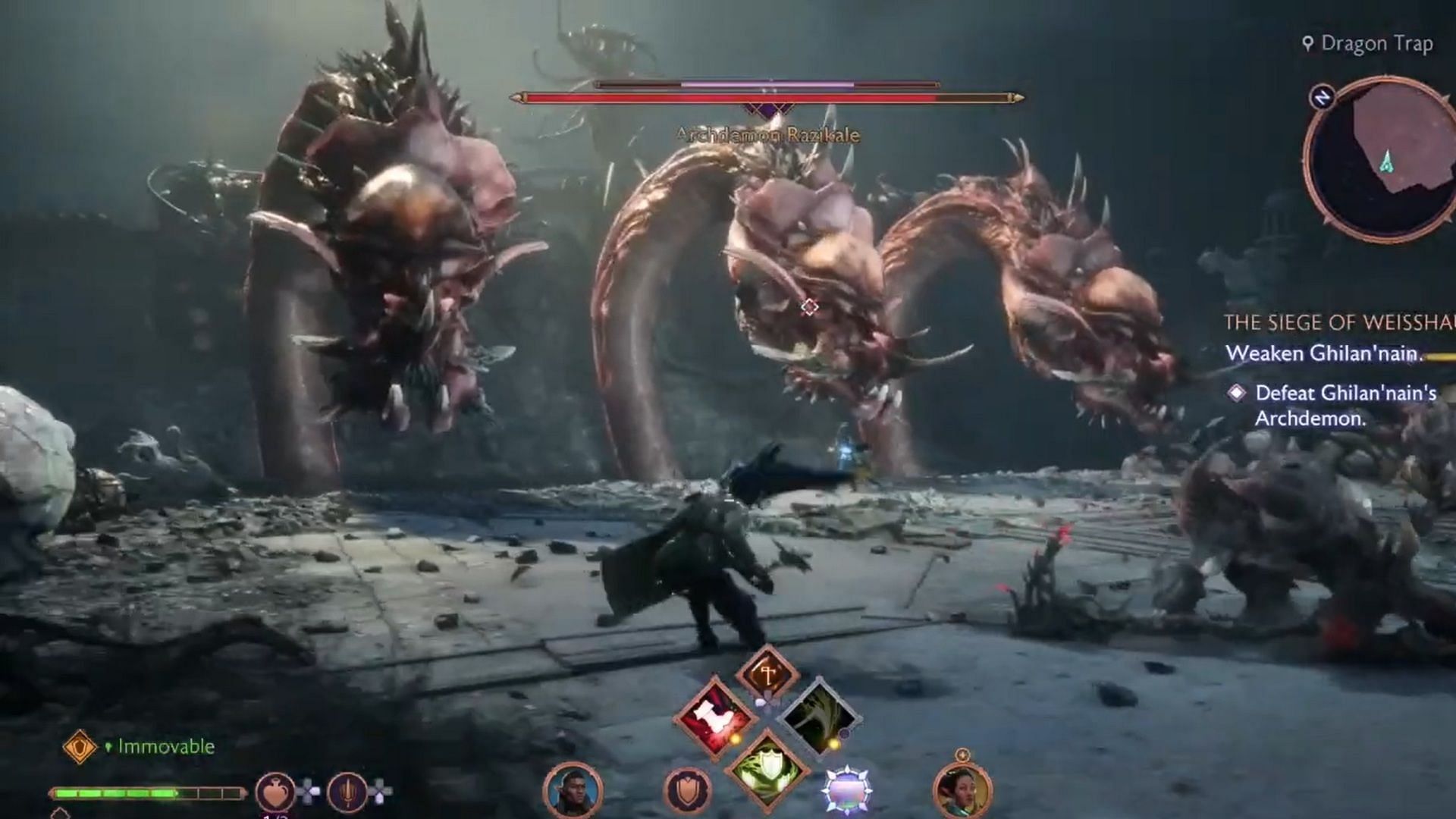 The battle with Archdemon Razikale can be challenging (Image via EA/Youtube@TrophyGamers)