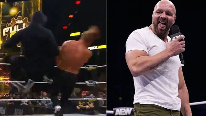 Hooded figure invades AEW Full Gear main event; helps Jon Moxley retain the world title