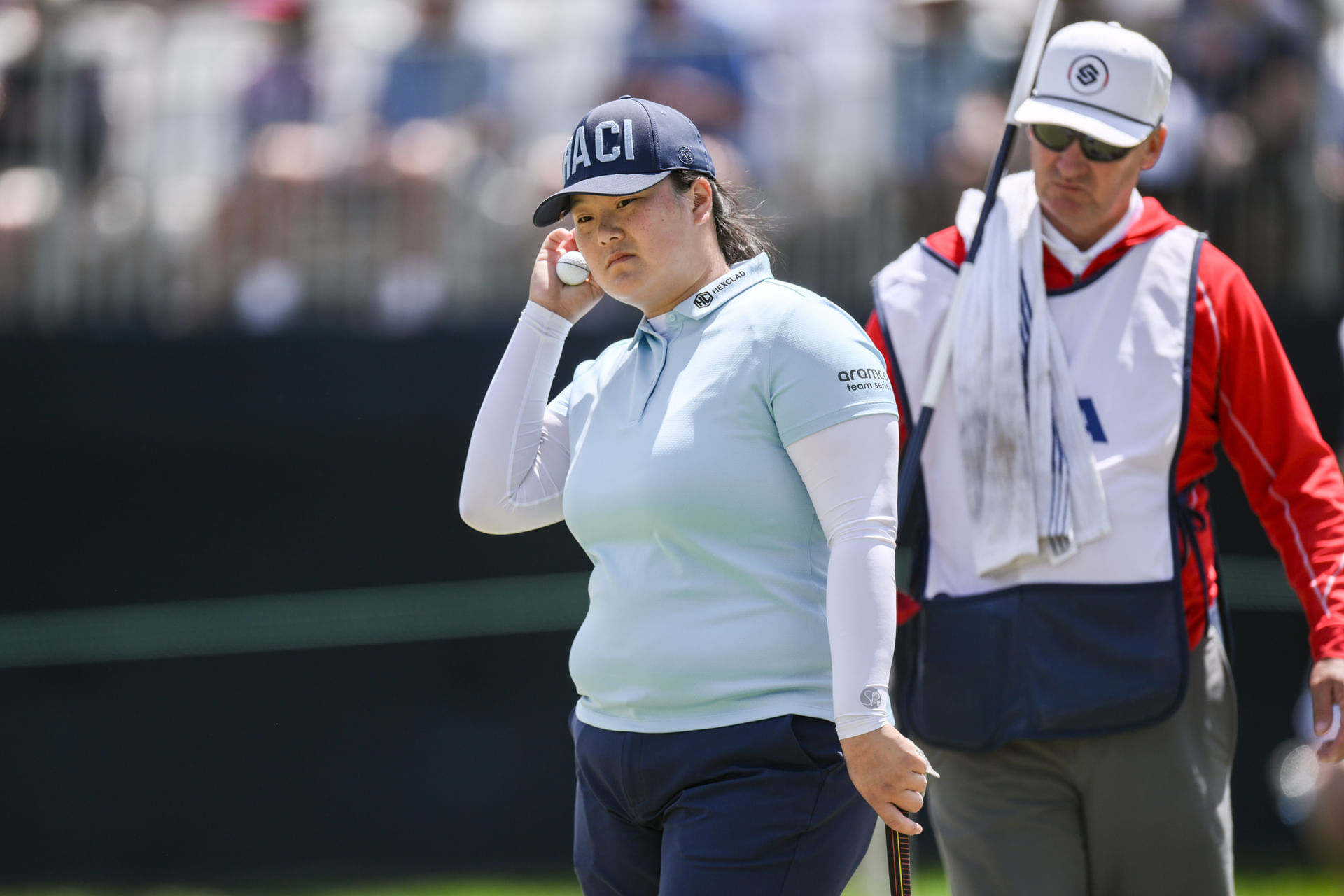 Angel Yin takes the 36-hole at the 2024 CME Group Tour Championship (Image Source: Imagn)