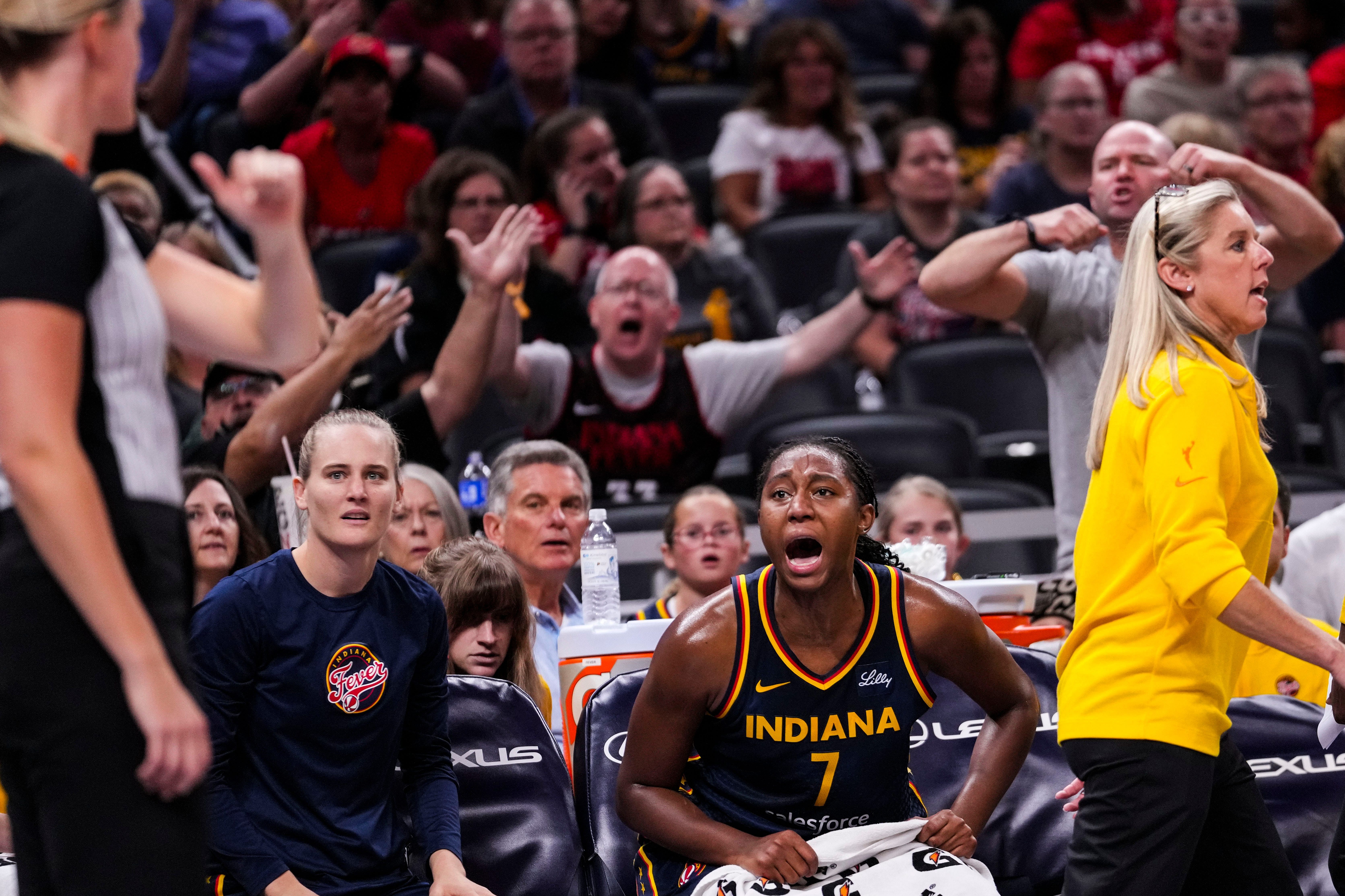 Aliyah Boston couldn&#039;t help herself be involved during NBA game. (Photo: IMAGN)